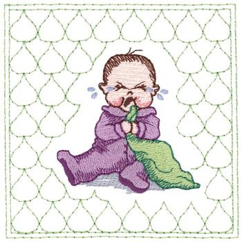 Crying Baby Quilt Square Machine Embroidery Design