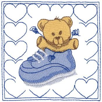 Baby Shoe Quilt Square Machine Embroidery Design