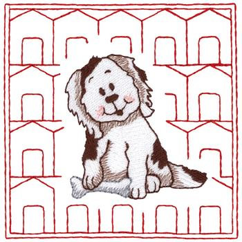 Puppy Quilt Square Machine Embroidery Design