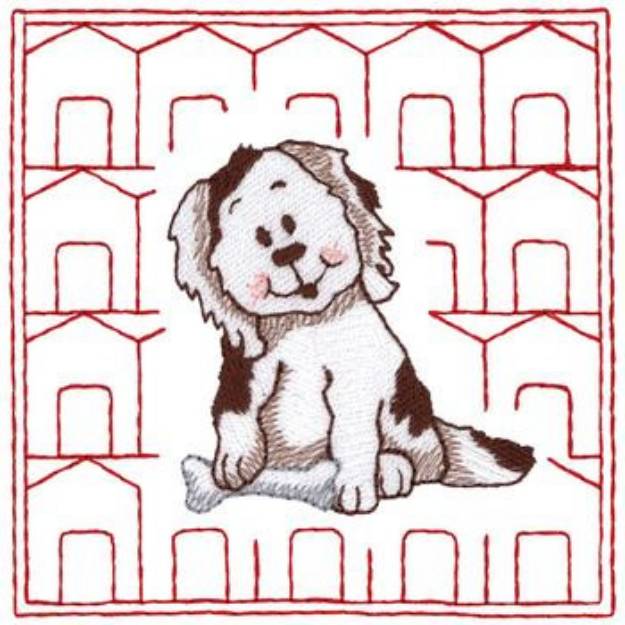 Picture of Puppy Quilt Square Machine Embroidery Design