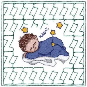 Picture of Sleeping Baby Quilt Square Machine Embroidery Design