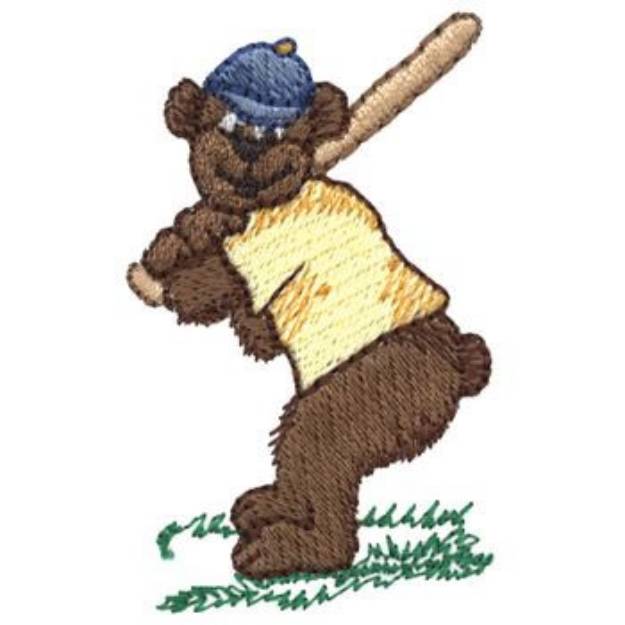 Picture of Bear Playing Baseball Machine Embroidery Design