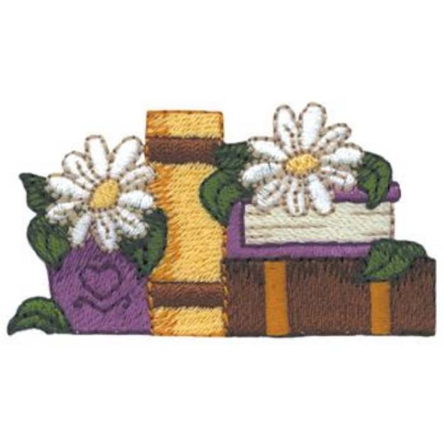 Picture of Books & Flowers Machine Embroidery Design