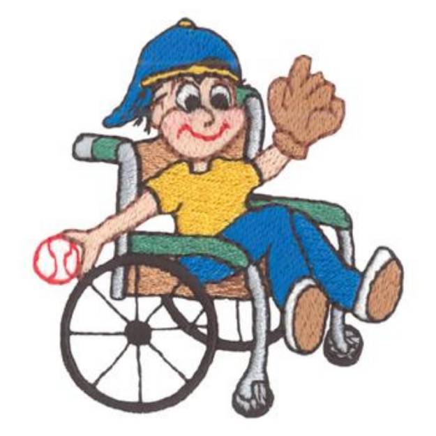 Picture of Kid In Wheel Chair Machine Embroidery Design