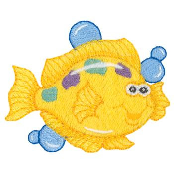 Yellow Fish Machine Embroidery Design