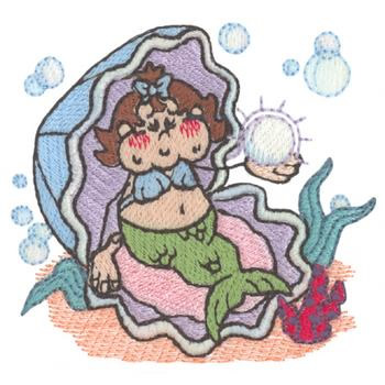 Girl Mermaid Machine Embroidery Design