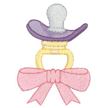 Pacifier & Bow Machine Embroidery Design