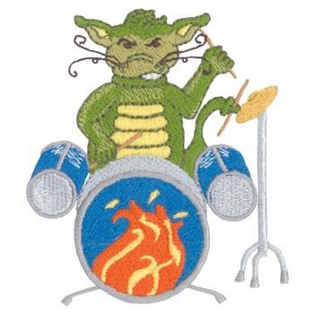 Drumming Dragon Machine Embroidery Design