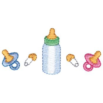 Bottle & Pacifiers Machine Embroidery Design