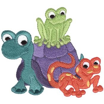 Turtle Frog & Lizard Machine Embroidery Design