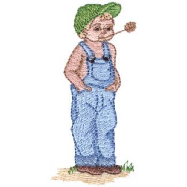 Picture of Little Boy In Overalls Machine Embroidery Design