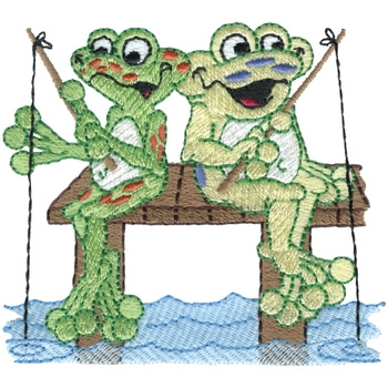 Fishing Frogs Machine Embroidery Design