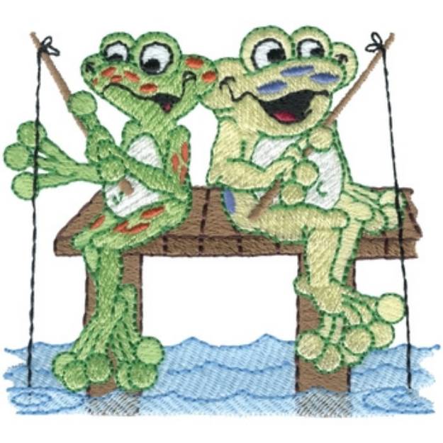 Picture of Fishing Frogs Machine Embroidery Design