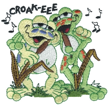 Frogs Singing Croakeee Machine Embroidery Design