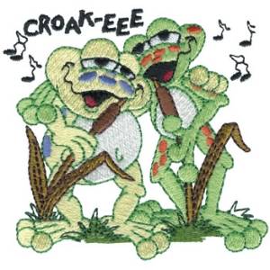 Picture of Frogs Singing Croakeee Machine Embroidery Design
