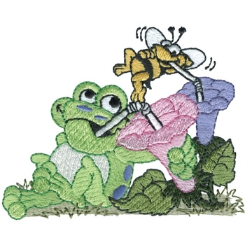 Hoppy Hour Frog & Bee Machine Embroidery Design