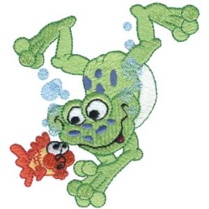 Picture of Helloooooo! Frog & Fish Machine Embroidery Design