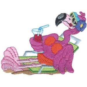 Picture of Beach Chair Flamingo Machine Embroidery Design