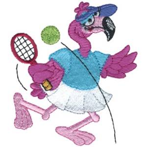 Picture of Tennis Flamingo Machine Embroidery Design
