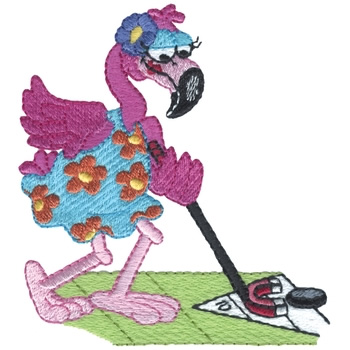 Shuffleboard Flamingo Machine Embroidery Design