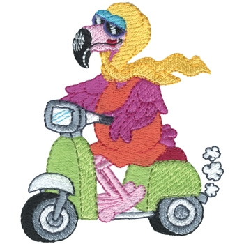 Motorbike Flamingo Machine Embroidery Design
