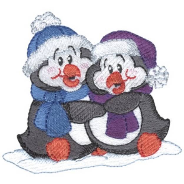 Picture of Snuggling Penguins Machine Embroidery Design