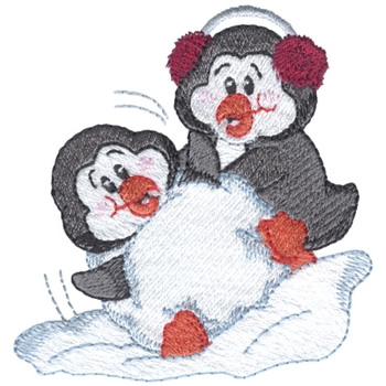 Snowball Penguin Machine Embroidery Design