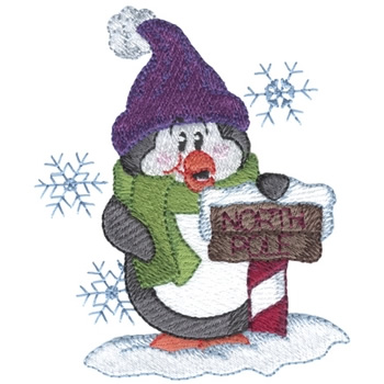 North Pole Penguin Machine Embroidery Design
