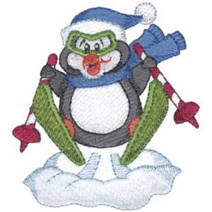 Picture of Skiing Penguin Machine Embroidery Design