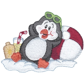 Sunbathing Penguin Machine Embroidery Design