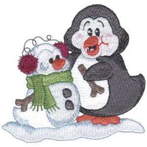 Picture of Penguin Building A Snow Penguin Machine Embroidery Design