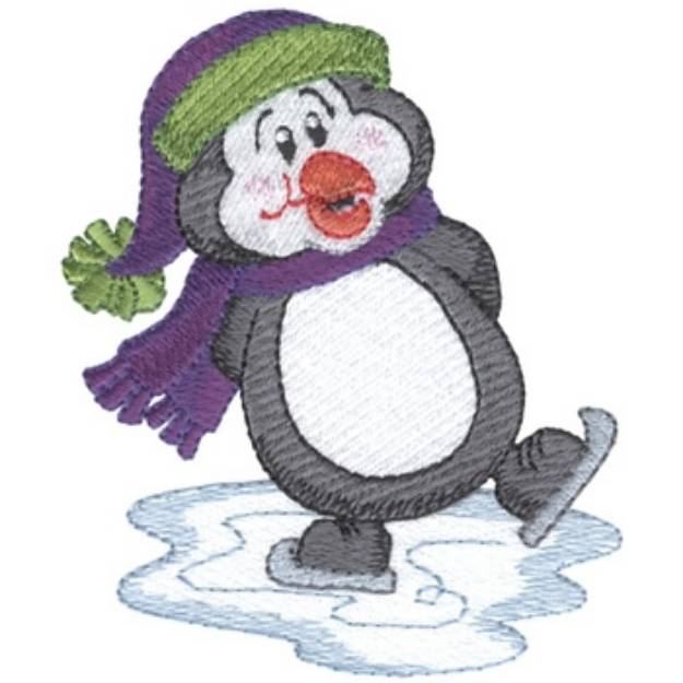 Picture of Skating Penguin Machine Embroidery Design
