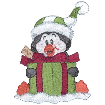 Penguin With Present Machine Embroidery Design