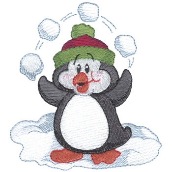 Juggling Penguin Machine Embroidery Design