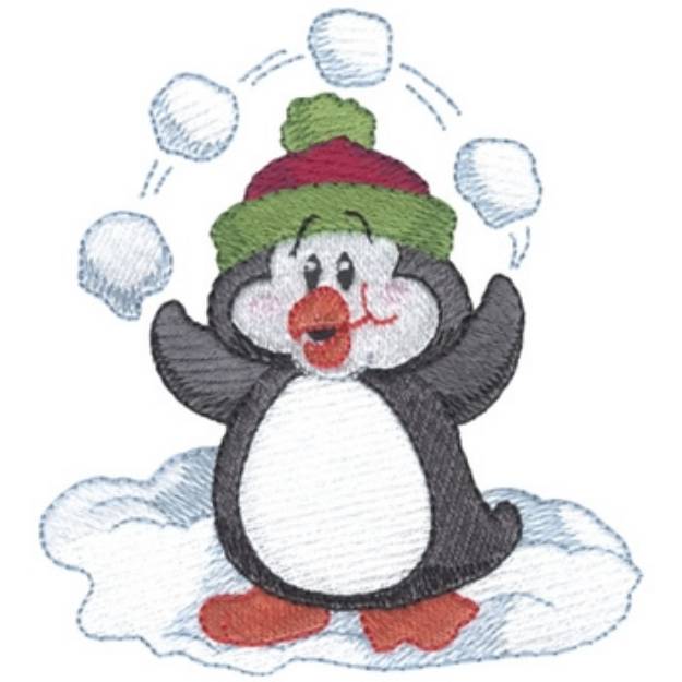Picture of Juggling Penguin Machine Embroidery Design