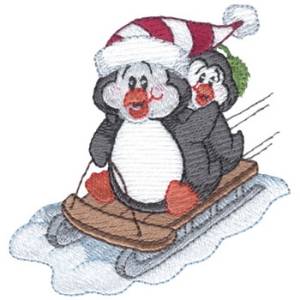 Picture of Sledding Penguins Machine Embroidery Design