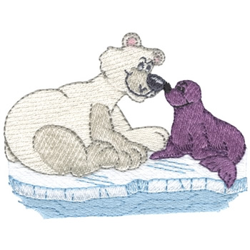 Polar Bear With Seal Machine Embroidery Design