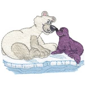 Picture of Polar Bear With Seal Machine Embroidery Design