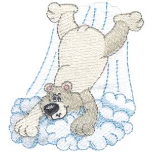 Picture of Polar Bear Sliding Downhill Machine Embroidery Design