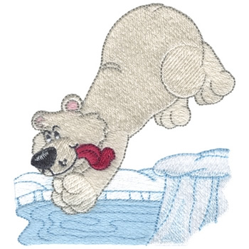 Polar Bear Diving Machine Embroidery Design