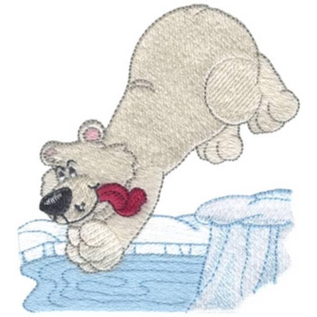 Picture of Polar Bear Diving Machine Embroidery Design