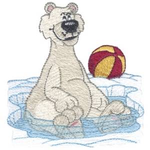 Picture of Polar Bear Sitting In Water Machine Embroidery Design