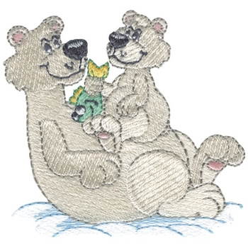 Polar Bear & Cub Machine Embroidery Design