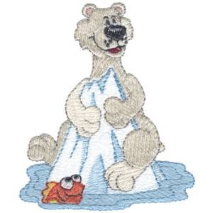 Picture of Polar Bear On Iceberg Machine Embroidery Design