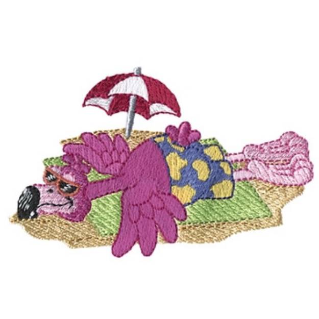 Picture of Sunbathing Flamingo Machine Embroidery Design