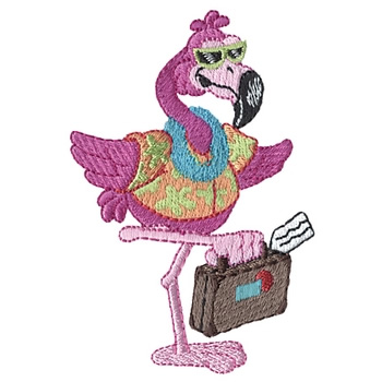 Vacationing Flamingo Machine Embroidery Design