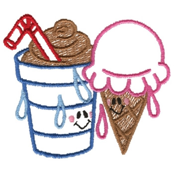 Ice Cream Cone & Shake Machine Embroidery Design