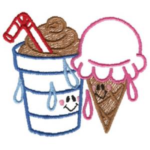 Picture of Ice Cream Cone & Shake Machine Embroidery Design