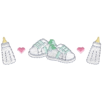 Baby Shoes & Bottle Machine Embroidery Design