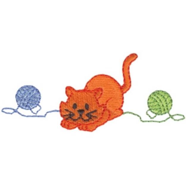 Picture of Kitten & Yarn Machine Embroidery Design